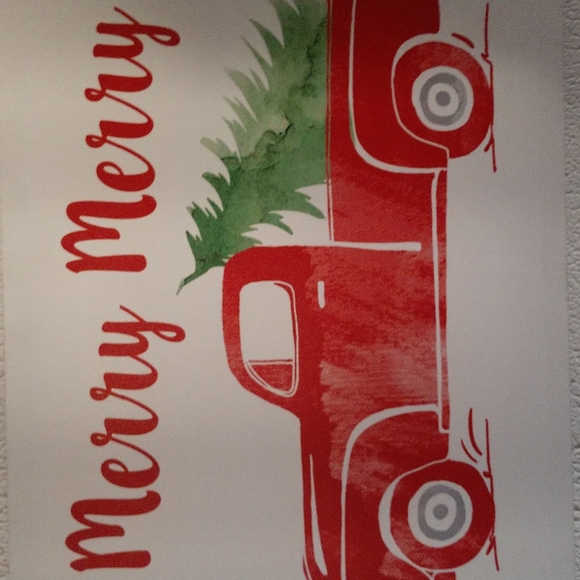 CHRISTMAS Merry Merry Vintage Truck & Christmas tree Canvas Print - Picture 2 of 7